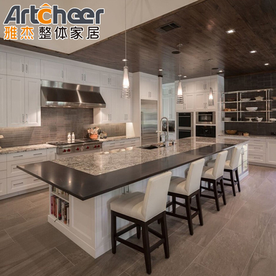 Buy White Shaker Solid Wood Slim Style Modular Kitchen Cabinets American Market Dining Island online manufacture