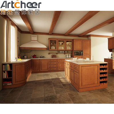 Buy Stylish and Durable Mahogany Kitchen Cabinets with Solid Wood Frame in Modern Style online manufacture