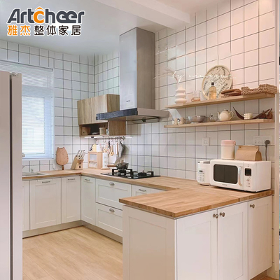 Buy E0 Modular Kitchen Cabinets 2022 Solid Wooden Top Trends with Stainless Steel Countertop online manufacture