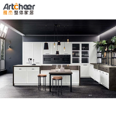 Buy Laminated Ogee Edge Sintered Stone Table Top Kitchen Cupboard Set with Island Cabinet online manufacture