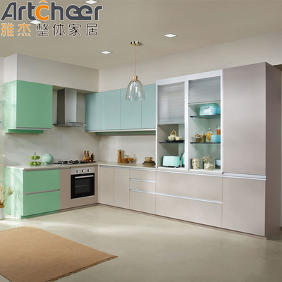 Buy Modular Kitchen Cabinets with Laminated Bullnose Countertop Edging in Australian White online manufacture