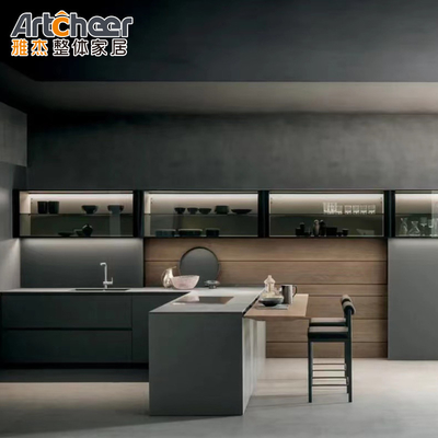 Buy Durable Modern Style Wood Kitchen Cabinet with L Shape Dining Table Complete Design Set online manufacture