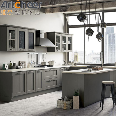 Buy American Style Luxury Design Solid Wooden Kitchen Cabinets with Kitchen Pantry Cupboards online manufacture