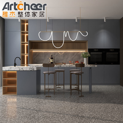 Buy Durable I Shape Modern Kitchen Design with Pure Acrylic Countertop and Lazy Susan Storage online manufacture