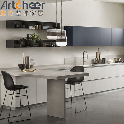 Buy Handless Cabinet Kitchen Design With Island Dining Table And Faucet Accessories In Australia online manufacture