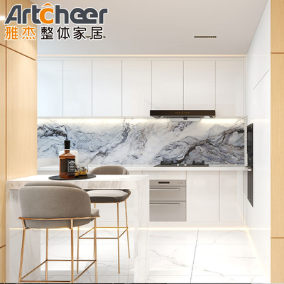 Buy 2023 White Color Melamine Board RTA Modular Cupboard Italian Gloss Kitchen Cabinet Set online manufacture