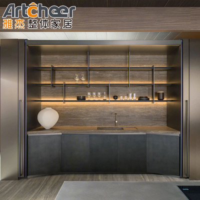 Buy Custom Islands and Countertop Wood Doors Melamine Kitchen Cabinet with Modern Design online manufacture
