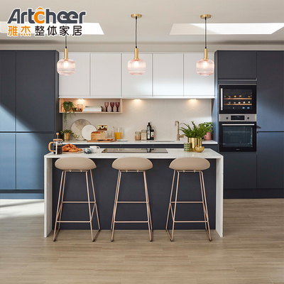Buy RTA Size Melamine Laminated Wood Grain and Lacquer Finish Handleless Kitchen Cabinet online manufacture