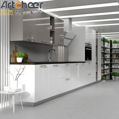 Buy Smart Luxury Style Furniture White Island Set Melamine Modular Lacquer Kitchen Cabinet online manufacture