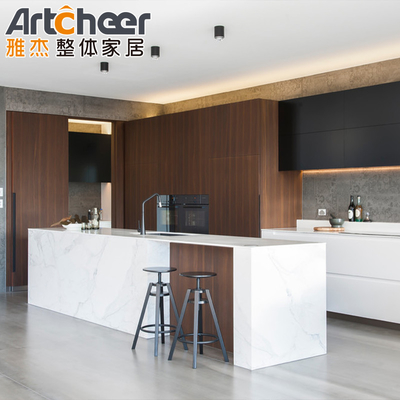 Buy Customized Color Ready to Assemble Kitchen Cabinets with Island in Lacquer or Finish online manufacture