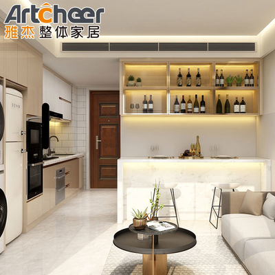 Buy Customized Wood Veneer Kitchen Cabinet Furniture with Island Durable and Modern Design online manufacture