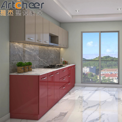 Buy Plywood Furniture Durable Gray Glossy Kitchen Cabinet With Lacquer Finish online manufacture