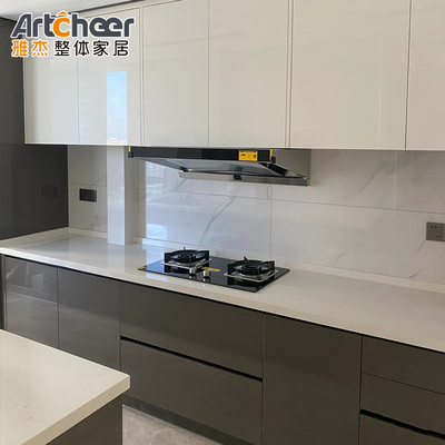 Buy Hotel Design Luxury Kitchen Furniture with Quartz Stone Table Top of E1 Material Grade online manufacture