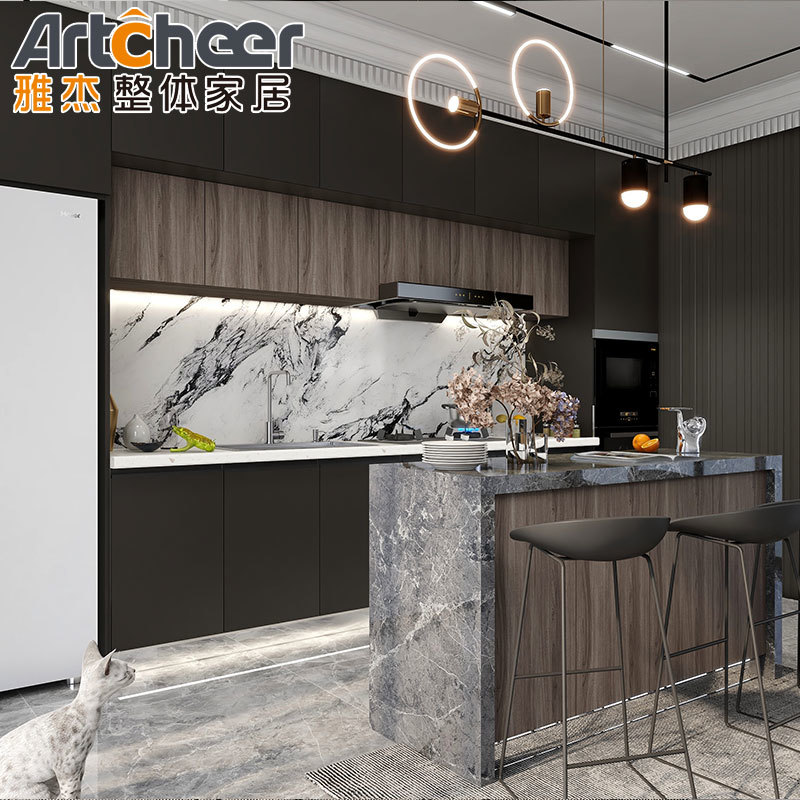 Modern Design L Shape Kitchen Island with Quartz Stone Table Top and ...