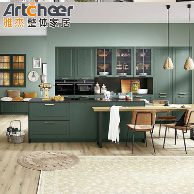 Green and Red Kitchen Cabinet Islands with Seating Modern Wooden Kitchen Furniture Design