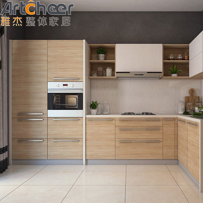 Minimalist Style Custom Solid Wood Kitchen Cabinets with Pure Acrylic Countertop