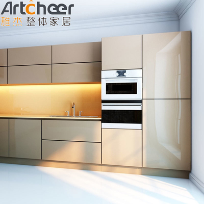 Contemporary Design Style High Gloss Lacquer Modern Kitchen Wall Cabinet Beige And Grey Color