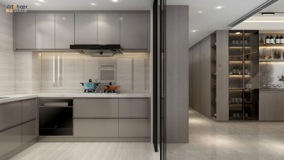Modern L Shape Kitchen Cabinet with Lacquer Matt Finish and Customized ...